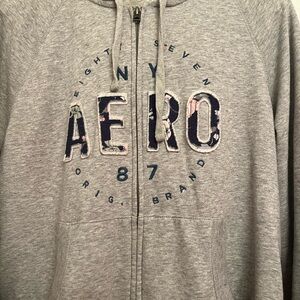 Aero Gray Zip-Up Hoodie